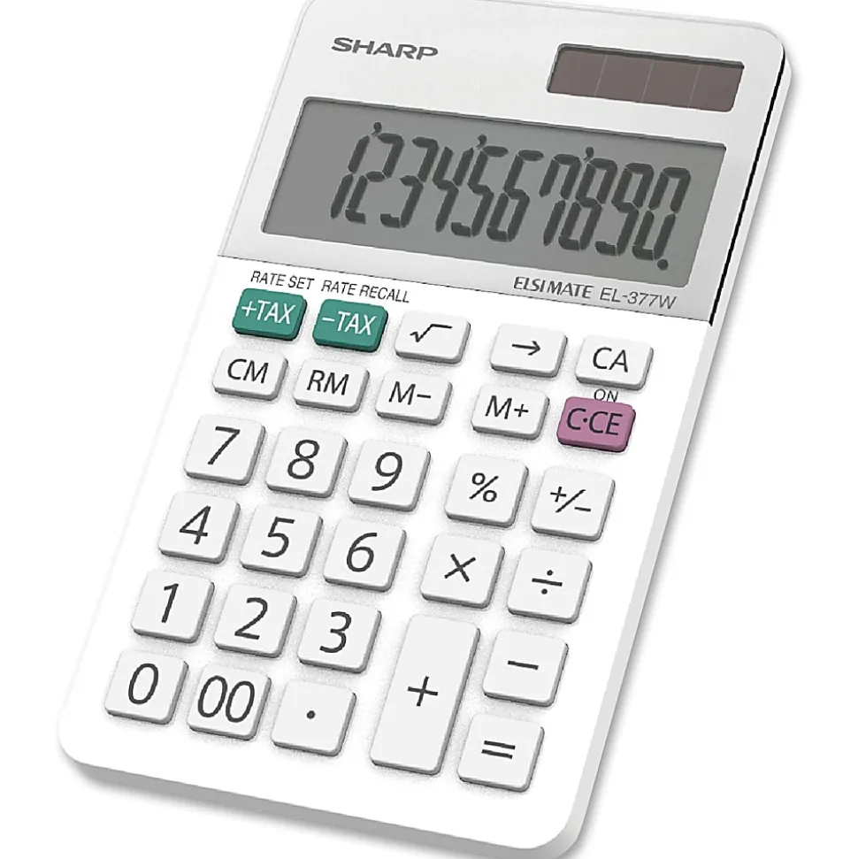 Sharp® White Series Handheld Calculator, EL-377WB
