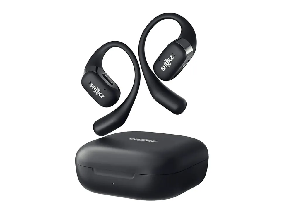 Shokz OpenFit Open-Ear Hook True Wireless Bluetooth Earbuds With Charging Case & Cable, Black, T910-ST-BK-US