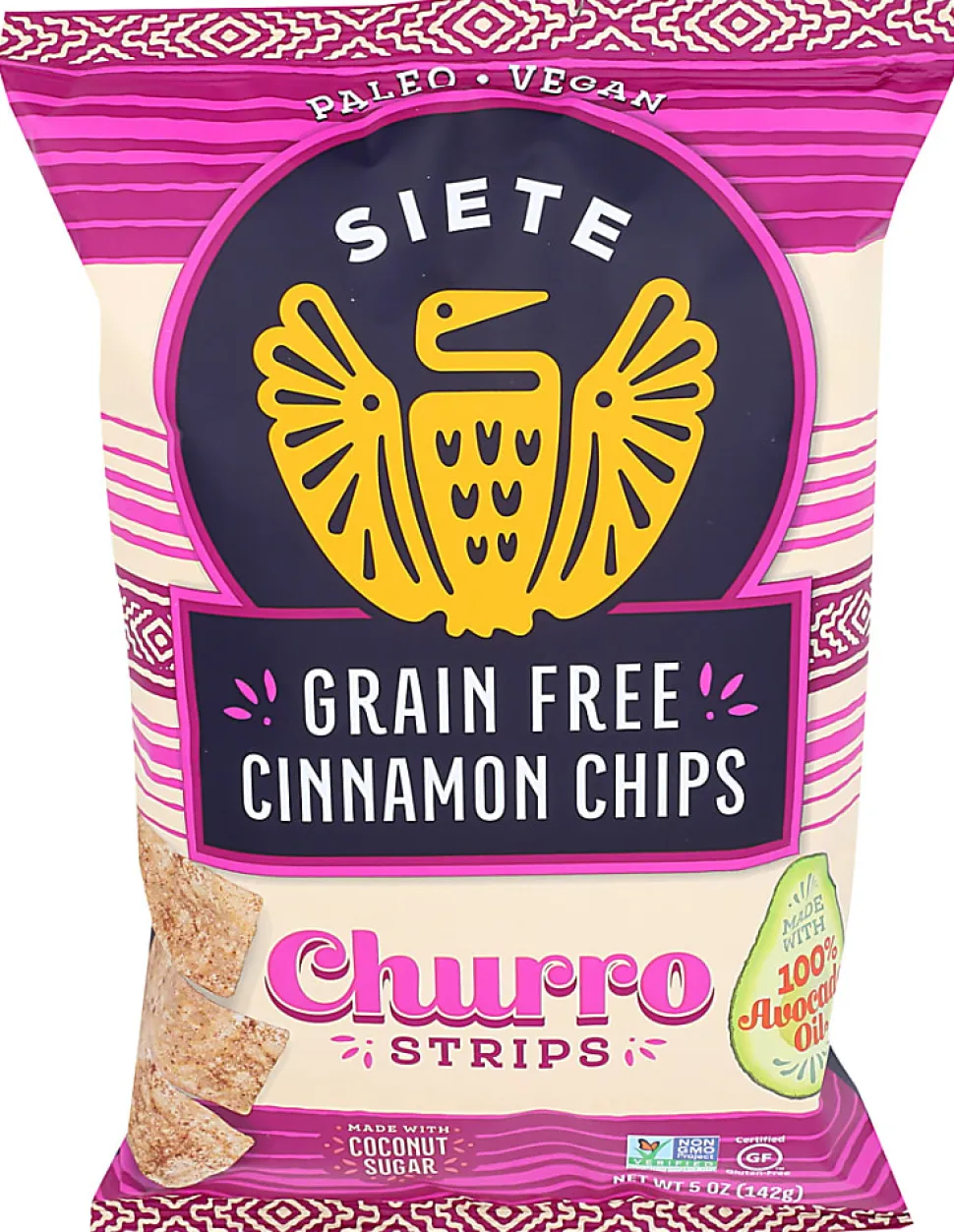 Siete Family Foods Grain-Free Cinnamon Churro Strips, 5 Oz, Total Qty 12