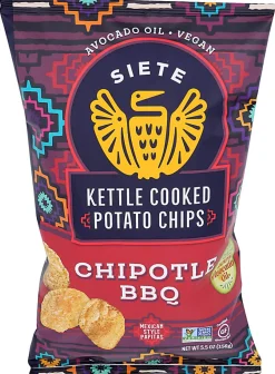 Siete Family Foods Kettle Cooked Potato Chips, Chipotle BBQ, 5.5 Oz, Total Qty 6