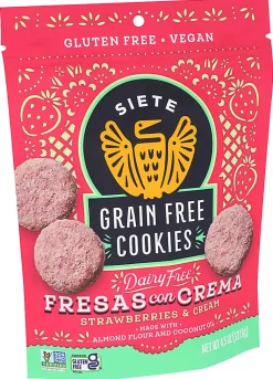 Siete Grain-Free Fresas Con Crema Strawberry Cookies, 4.5 Oz, Total Qty 10