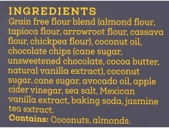 Siete Grain-Free Mexican Vanilla Chocolate Chip Cookies, 4.5 Oz, Total Qty 10