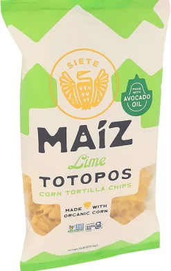 Siete Tortilla Chips, Maiz Lime Totopos, 7.5 Oz, Total Qty 6
