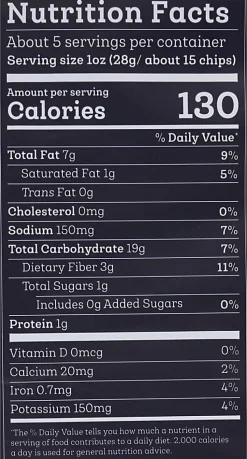Siete Tortilla Chips, Sea Salt, 5 Oz, Total Qty 12