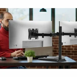 SIIG Articulated Freestanding Dual Monitor Desk Stand - 13"-27" - Up to 27" Screen Support - 34 lb Load Capacity - CEMT1U12S1