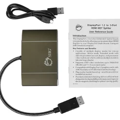 SIIG Displayport 1.2 to 3-Port HDMI MST Splitter - 3840 × 2160 - DisplayPort - 3 x HDMI Out - USB - Aluminum