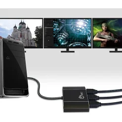 SIIG Displayport 1.2 to 3-Port HDMI MST Splitter - 3840 × 2160 - DisplayPort - 3 x HDMI Out - USB - Aluminum