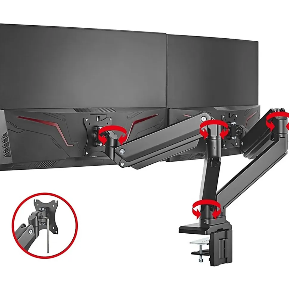 SIIG Dual Monitor Heavy-Duty Premium Aluminum Gas Spring Desk Mount