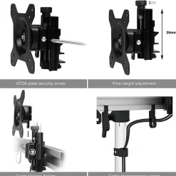SIIG Easy-Adjust Dual Monitor Desk Stand - 13" to 27" - Up to 27" Screen Support - 35.20 lb Load Capacity - CEMT2011S1