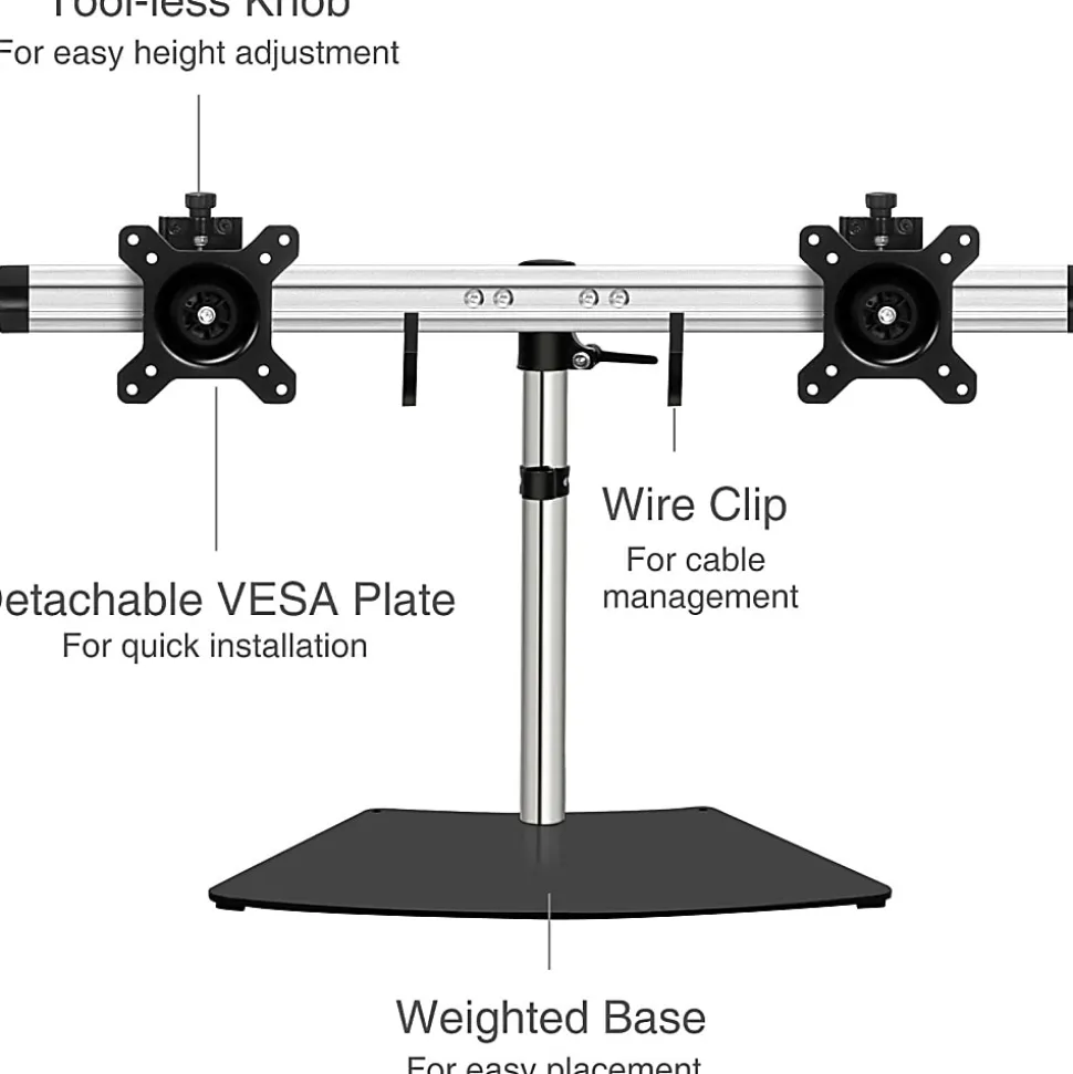SIIG Easy-Adjust Dual Monitor Desk Stand - 13" to 27" - Up to 27" Screen Support - 35.20 lb Load Capacity - CEMT2011S1