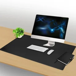 SIIG Large Artificial Leather Smooth Desk Mat Protector - Black - Rectangular - 22" Width x 36" Length x 0.12000" Depth - Artificial Leather - Black