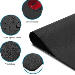 SIIG Large Artificial Leather Smooth Desk Mat Protector - Black - Rectangular - 22