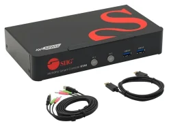 SIIG® 2 Port 4K 60Hz DisplayPort 1.2 KVM Switch With USB 3.0 Hub/Audio/Hotkey/Manual Switching