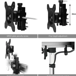 SIIG Premium Aluminum Freestanding Triple Monitor desk stand - 13? to 27? - Max Load 17.6 lbs each - CE-MT2111-S1