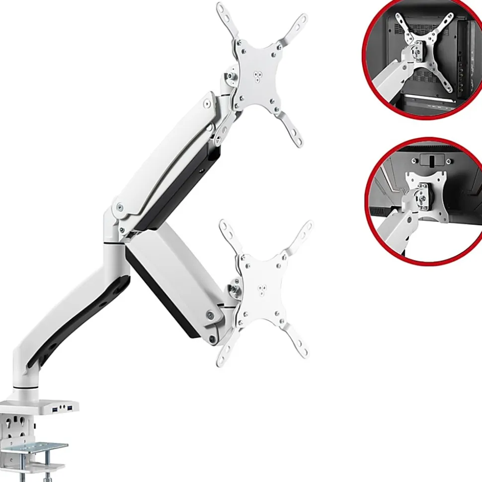 SIIG Single Monitor Gas Spring Aluminum Desk Monitor Arm with USB and Audio Ports - 17" to 49" - CE-MT3H11-S1