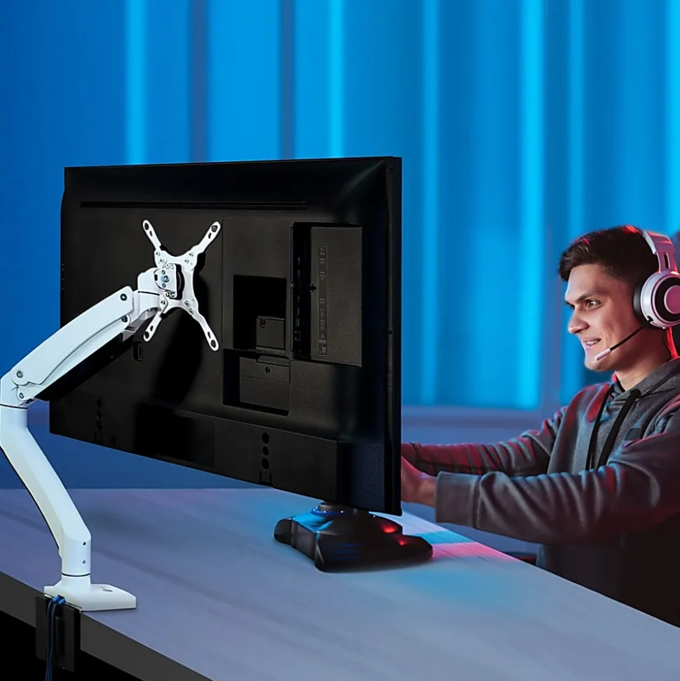 SIIG Single Monitor Gas Spring Aluminum Desk Monitor Arm with USB and Audio Ports - 17" to 49" - CE-MT3H11-S1