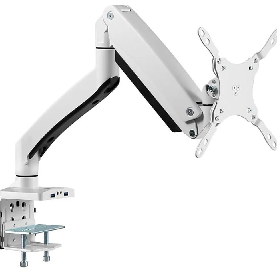 SIIG Single Monitor Gas Spring Aluminum Desk Monitor Arm with USB and Audio Ports - 17" to 49" - CE-MT3H11-S1