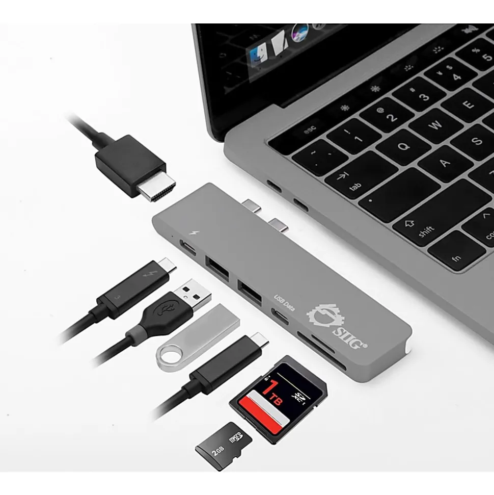 SIIG Thunderbolt 3 USB-C Hub HDMI with Card Reader & PD Adapter - Space Gray