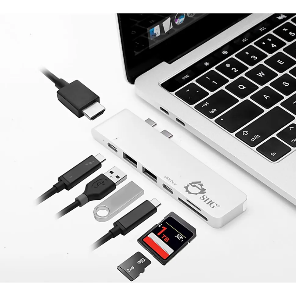 SIIG Thunderbolt 3 USB-C Hub HDMI with Card Reader & PD Adapter - Silver