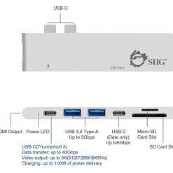 SIIG Thunderbolt 3 USB-C Hub HDMI with Card Reader & PD Adapter - Silver