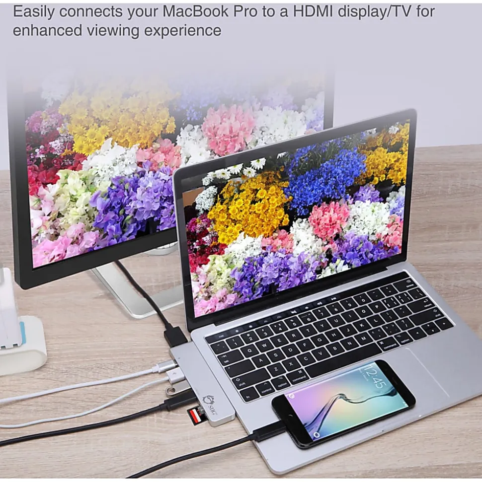 SIIG Thunderbolt 3 USB-C Hub HDMI with Card Reader & PD Adapter - Silver