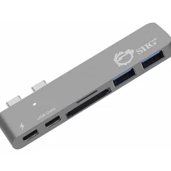 SIIG Thunderbolt 3 USB-C Hub with Card Reader & PD Adapter - Space Gray