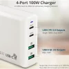 SIIG 100W Dual USB-C PD 3.0 PPS & QC 3.0 Combo Power Charger - White - Powerfull 4-Port high-power charger with two US - ACPW1P11S1