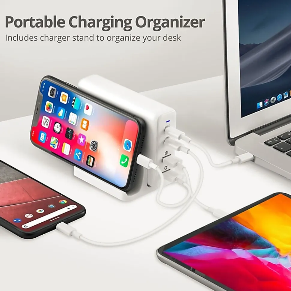SIIG 100W Dual USB-C PD 3.0 PPS & QC 3.0 Combo Power Charger - White - Powerfull 4-Port high-power charger with two US - ACPW1P11S1