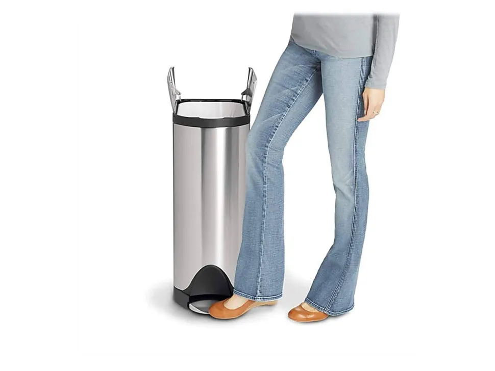 simplehuman® Butterfly Step Fingerprint-Proof Trash Can, 12 Gallons, Brushed Stainless Steel