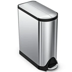 simplehuman® Butterfly Step Fingerprint-Proof Trash Can, 12 Gallons, Brushed Stainless Steel