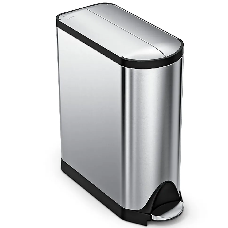 simplehuman® Butterfly Step Fingerprint-Proof Trash Can, 12 Gallons, Brushed Stainless Steel