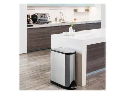 simplehuman® Butterfly Step Fingerprint-Proof Trash Can, 12 Gallons, Brushed Stainless Steel
