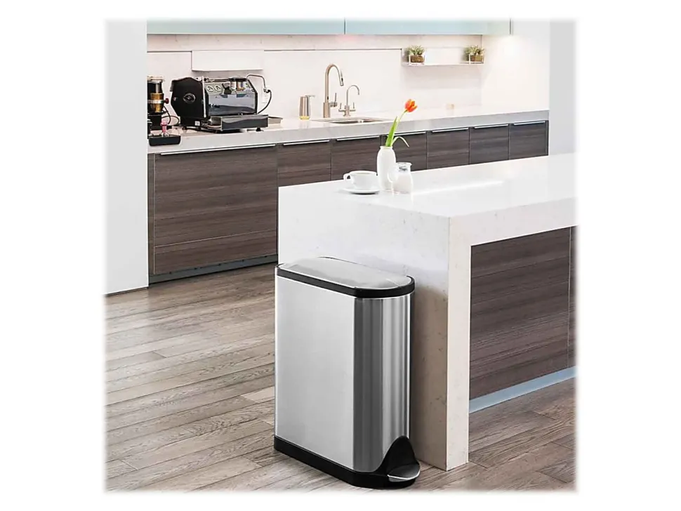 simplehuman® Butterfly Step Fingerprint-Proof Trash Can, 12 Gallons, Brushed Stainless Steel