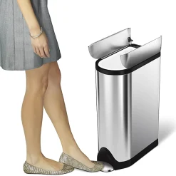 simplehuman Butterfly Step Stainless Steel Trash Can, 4.8 Gallons, Brushed Stainless Steel