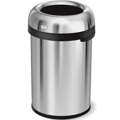 simplehuman Commercial Open Top Trash Can, Bullet Round, 30 Gallons, 32.3