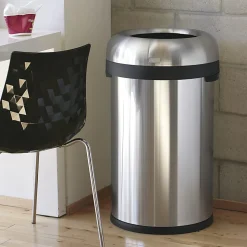 simplehuman Commercial Open Top Trash Can, Bullet Round, 30 Gallons, 32.3