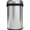 simplehuman Commercial Open Top Trash Can, Bullet Round, 21 Gallons, 30" x 17.8", Brushed Heavy-Gauge Stainless Steel