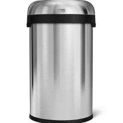 simplehuman Commercial Open Top Trash Can, Bullet Round, 21 Gallons, 30" x 17.8", Brushed Heavy-Gauge Stainless Steel