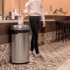 simplehuman Commercial Open Top Trash Can, Semi-Round, 21 Gallons, 30" x 20.7" x 14.3", Brushed Heavy-Gauge Stainless Steel