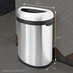 simplehuman Commercial Open Top Trash Can, Semi-Round, 21 Gallons, 30