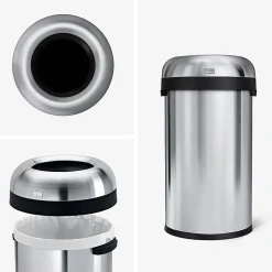 simplehuman Commercial Open Top Trash Can, Bullet Round, 16 Gallons, 29.8