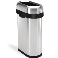 simplehuman Commercial Open Top Trash Can, Slim Oval, 13 Gallons, 27.4