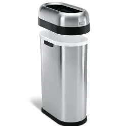 simplehuman Commercial Open Top Trash Can, Slim Oval, 13 Gallons, 27.4