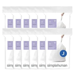 simplehuman® Custom Fit Can Liners, J, 0.3 mil, 30-40L/8-10G, White, Pack Of 240