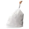 simplehuman Custom Fit Can Liners, Q, 0.3 mil, 13 To 17 Gallons, White, Pack Of 240 Liners