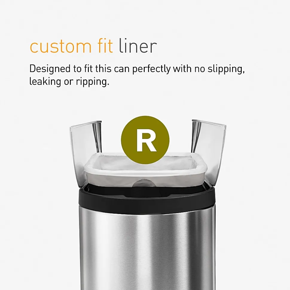 simplehuman® Custom Fit Can Liners, R, 0.3 mil, 10L/2.6G, White, Pack Of 240