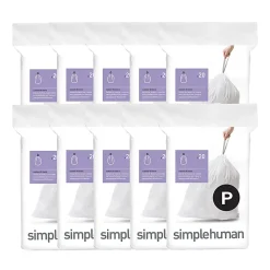 simplehuman Custom Fit Can Liners, 16 Gallon, 50% Recycled, White, Pack Of 200 Liners
