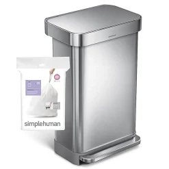 simplehuman® Custom Fit Can Liners, M, 45L/12G, White, 0.3 mil, Pack Of 240