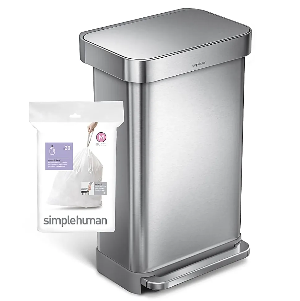 simplehuman® Custom Fit Can Liners, M, 45L/12G, White, 0.3 mil, Pack Of 240