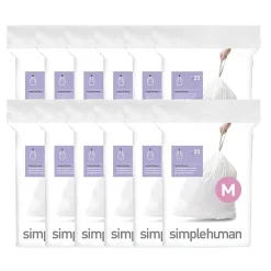 simplehuman® Custom Fit Can Liners, M, 45L/12G, White, 0.3 mil, Pack Of 240